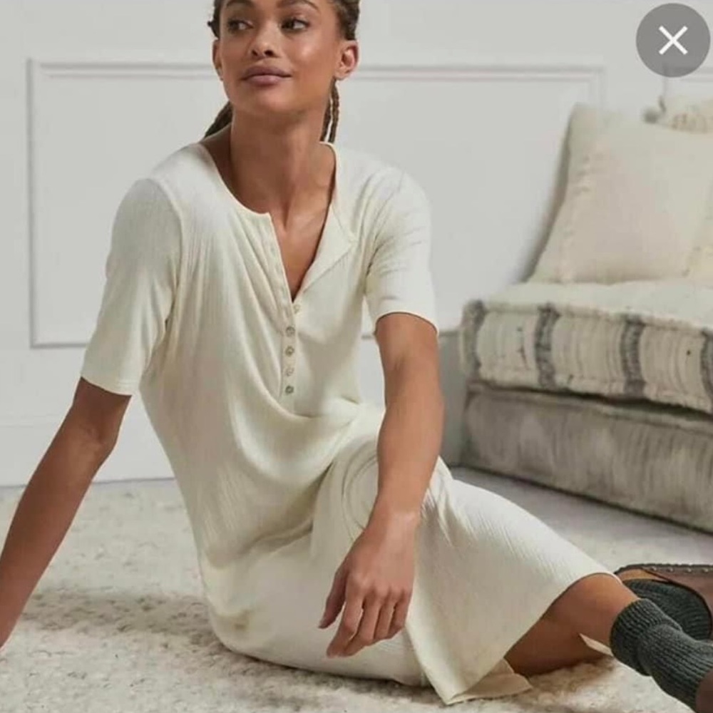 Anthropologie Dolan Left Coast Orla Ivory Henley ribbed Casual maxi dress